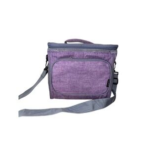 FlowFly Insulated Lunch Bag Purple Soft Cooler Box Adjustable Strap w/ Pockets